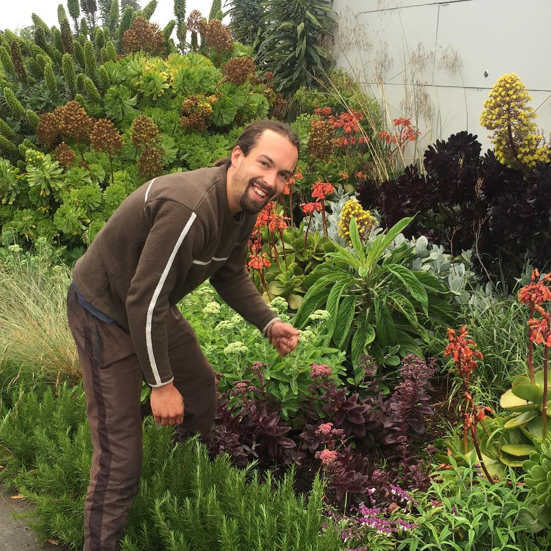 Meet Ben our new gardener . As well as keeping the flowers beautiful he is also creating a huge organic and sustainable vegetable garden on the Hotel site . ” 20 pace table ” … #eatyourveges