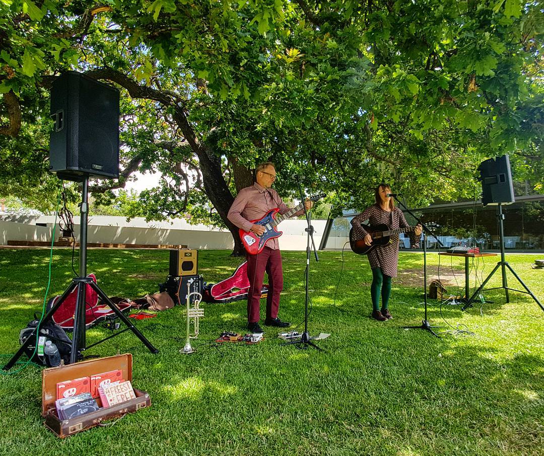 Victoriana Gaye putting on an awesome shiw underneath our oak tree today! Was a beautiful summers day to be had out on our lawns ?: @sandy_mckay92 #victorianagaye #summer #livemusic #peppermintbay #woodbridge #tasmania