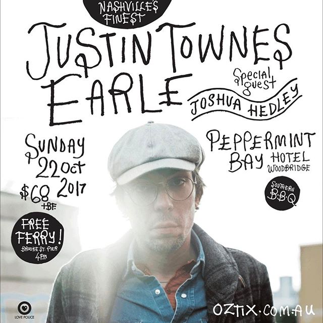 Well we are pretty damn excited to announce our next show at our hotel … none other than Nashville’s finest Justin Townes Earle @justintearle  very special support the beautiful @joshuahedley . If you caught Justin a few years back @franklinhobart you will know just how very real this guy is !  Tickets are limited and include!! FREE return ferry travel on our beautiful boat to show! . What a Sunday this is going to be!  Southern BBQ by chef Toby as well and lots of great local drinks .  Get online now Oztix.com.au .  Or tickets from pub also. See you there. #justintownesearle #livemusic #peppermintbay #woodbridge #destinationsoutherntasmania #tasmania #nashville #bbq #fromthesouth #joshuahedley