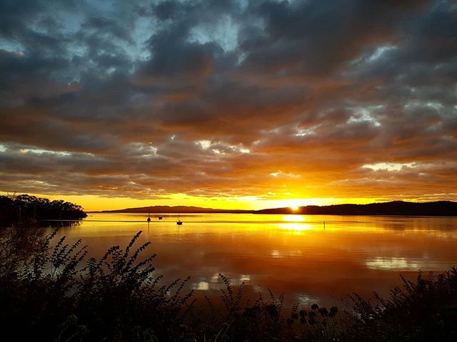 We get some pretty special sunrises over the channel here at Peppermint Bay ?: @sandy_photography #sunrise #peppermintbay #woodbridge #brunyisland #tasmania #tasmaniagram #instatassie #southerntrovetasmania