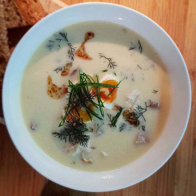 On our specials today: Smoked fish and potato soup w soft egg, herbs and confit garlic #peppermintbay #woodbridge #tasmania #instafood #soup #smoked #seafood #delicious #winter