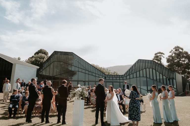 Bride and groom exchanging vows
